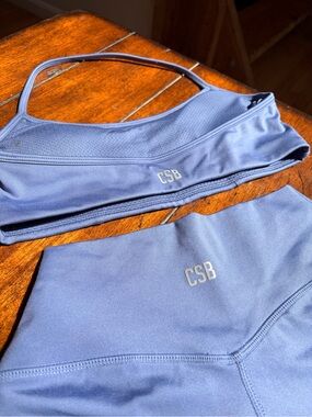 Periwinkle CSB Sports Bra and 4” Biker Shorts Set